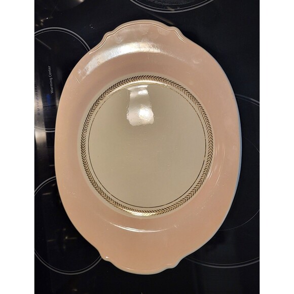 Vintage Limoges Platter Coral Pink Federal 22K Gold Trim…13 3/4” x 11" - Picture 1 of 4